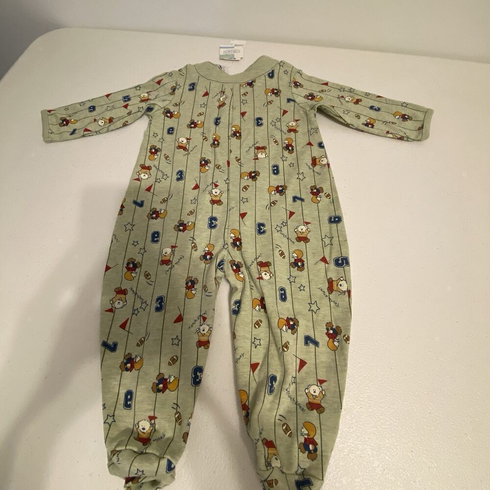 VTG KIDS R US Boys Infant 6/9M One Piece Jumpsuit Bears Football Sports New - Picture 5 of 6